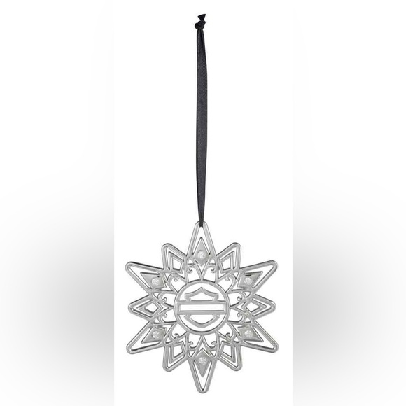 Harley-Davidson Bar & Shield Star Rhinestone Holiday Chrome Plated Ornament - Picture 1 of 5